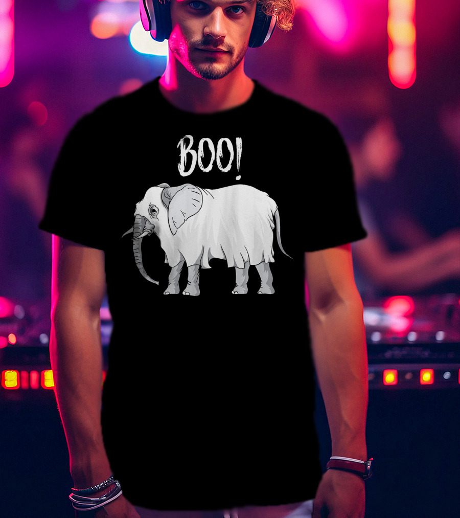 BOO Funny Ghost Grey Elephant Costume T-Shirt