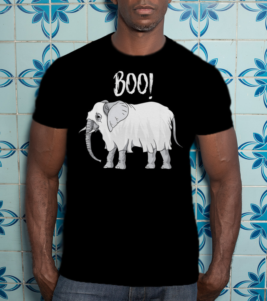 BOO Funny Ghost Grey Elephant Costume T-Shirt