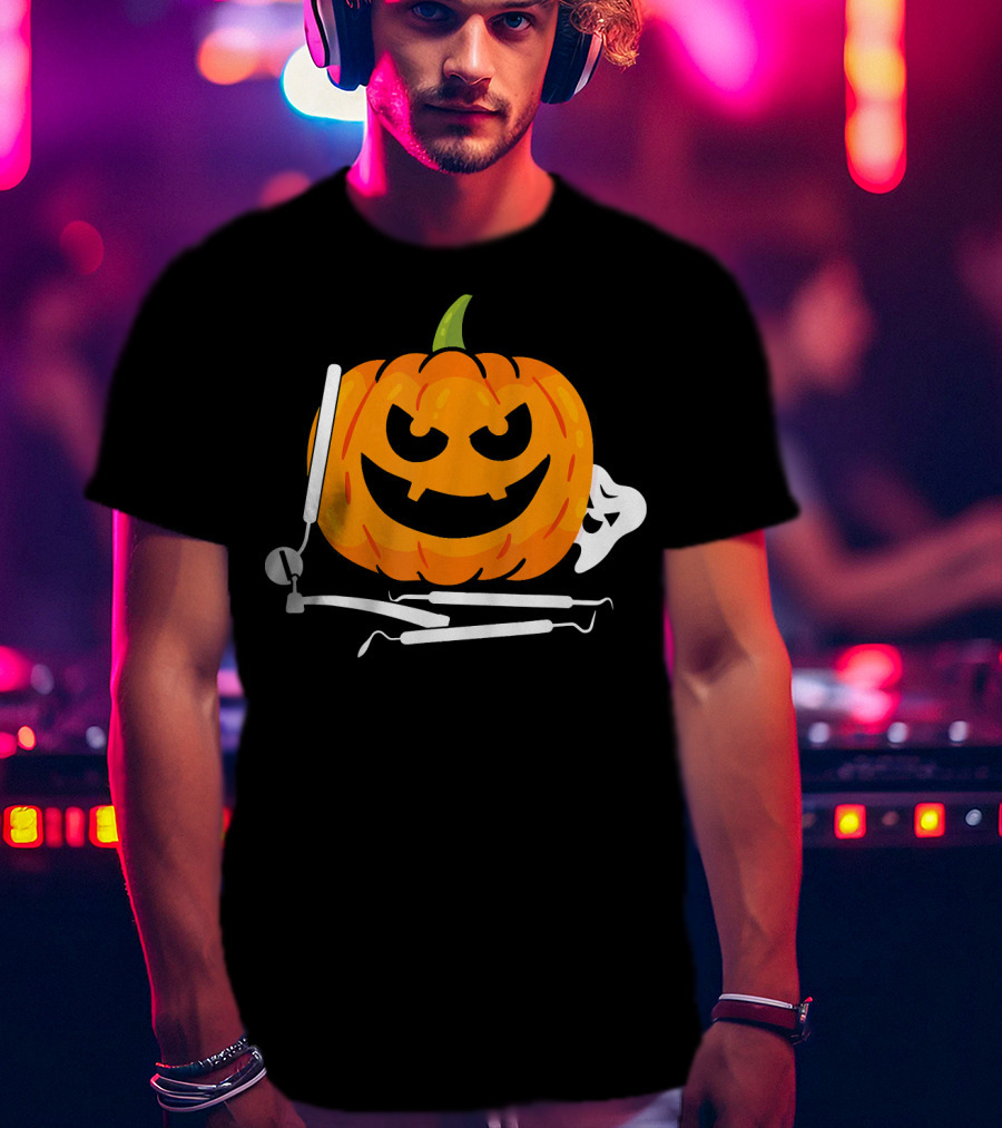 Funny Halloween Pumpkin Dentist T-Shirt