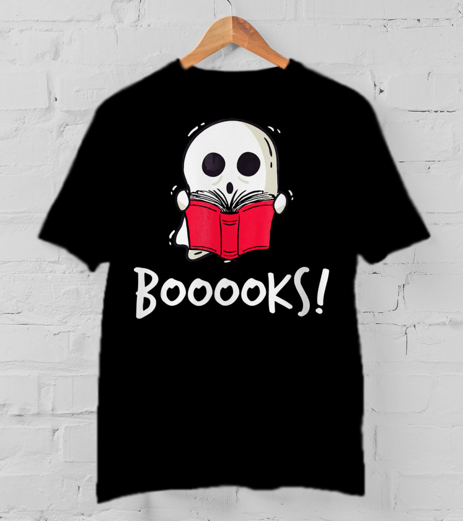 Booooks Ghost Holding Red Book T-Shirt