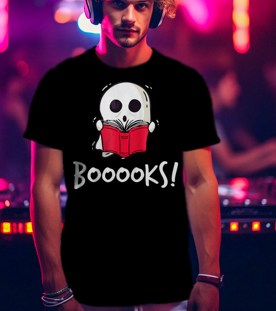 Booooks Ghost Holding Red Book T-Shirt