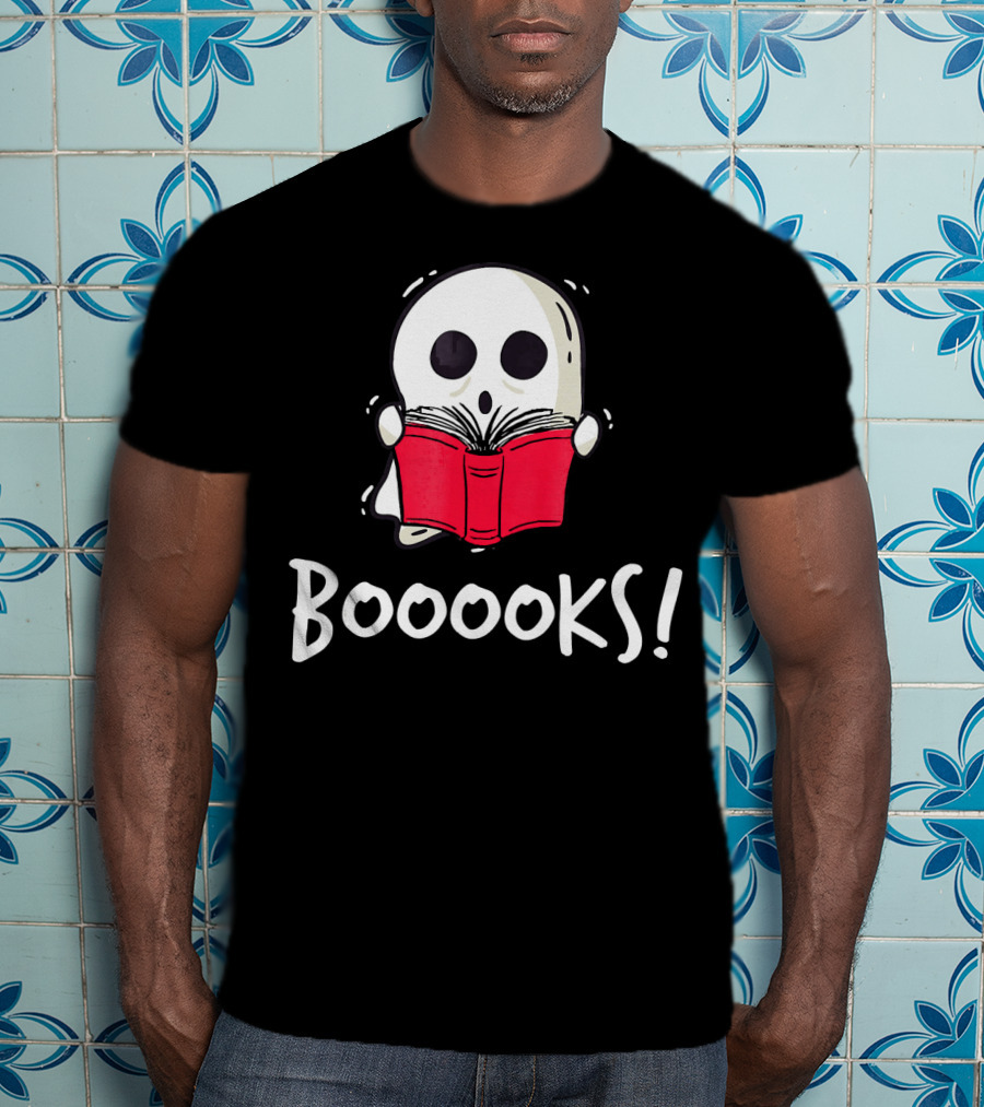 Booooks Ghost Holding Red Book T-Shirt