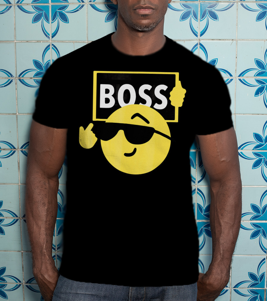 Halloween Funny Boss Emoji Sunglasses Mood T-Shirt