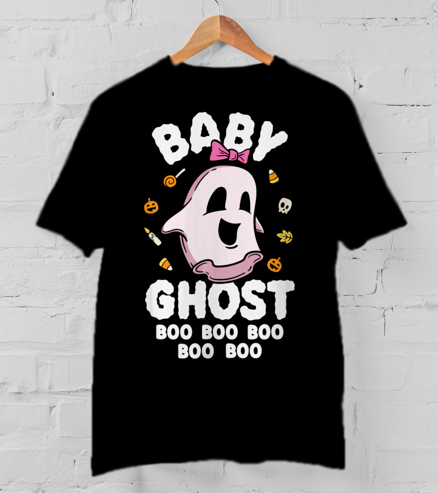 Baby Ghost Boo Boo Boo Halloween Kids Girls T-Shirt