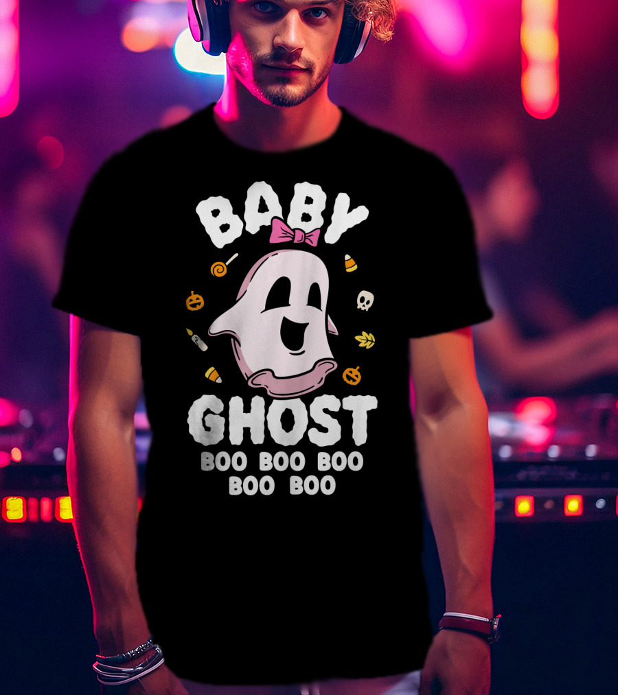 Baby Ghost Boo Boo Boo Halloween Kids Girls T-Shirt