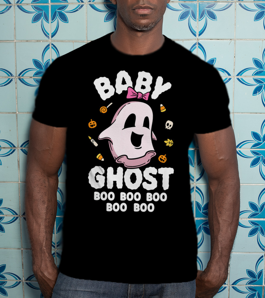 Baby Ghost Boo Boo Boo Halloween Kids Girls T-Shirt