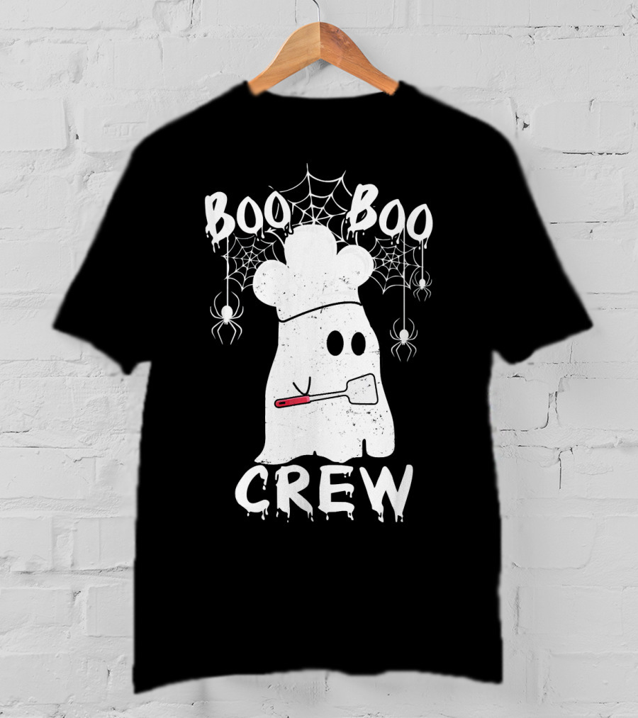 Boo Boo Crew Chef Ghost Halloween Spiders Webs T-Shirt