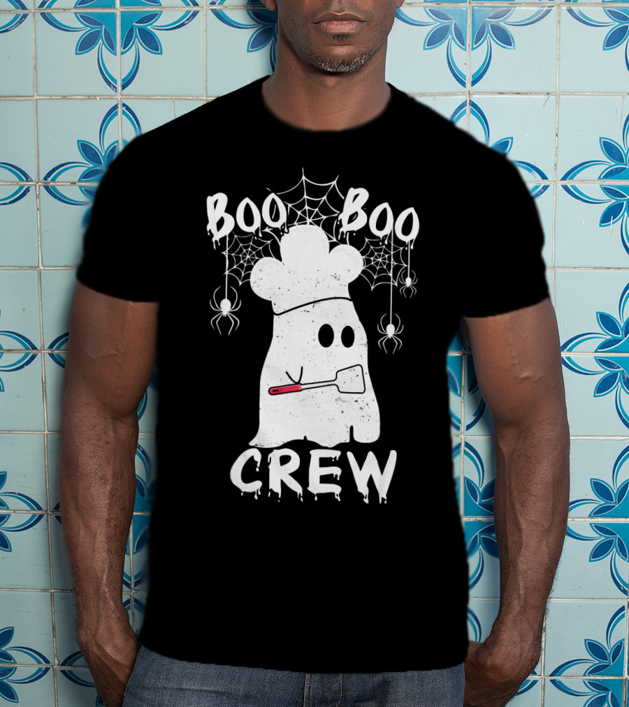 Boo Boo Crew Chef Ghost Halloween Spiders Webs T-Shirt