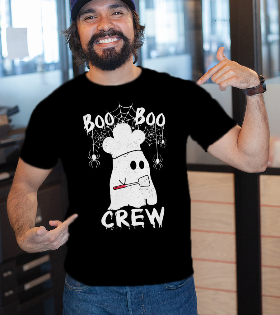 Boo Boo Crew Chef Ghost Halloween Spiders Webs T-Shirt