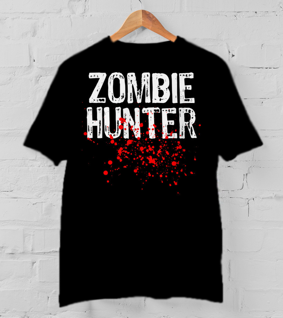 Zombie Hunter Halloween Costume Lazy Eas Splatter T-Shirt