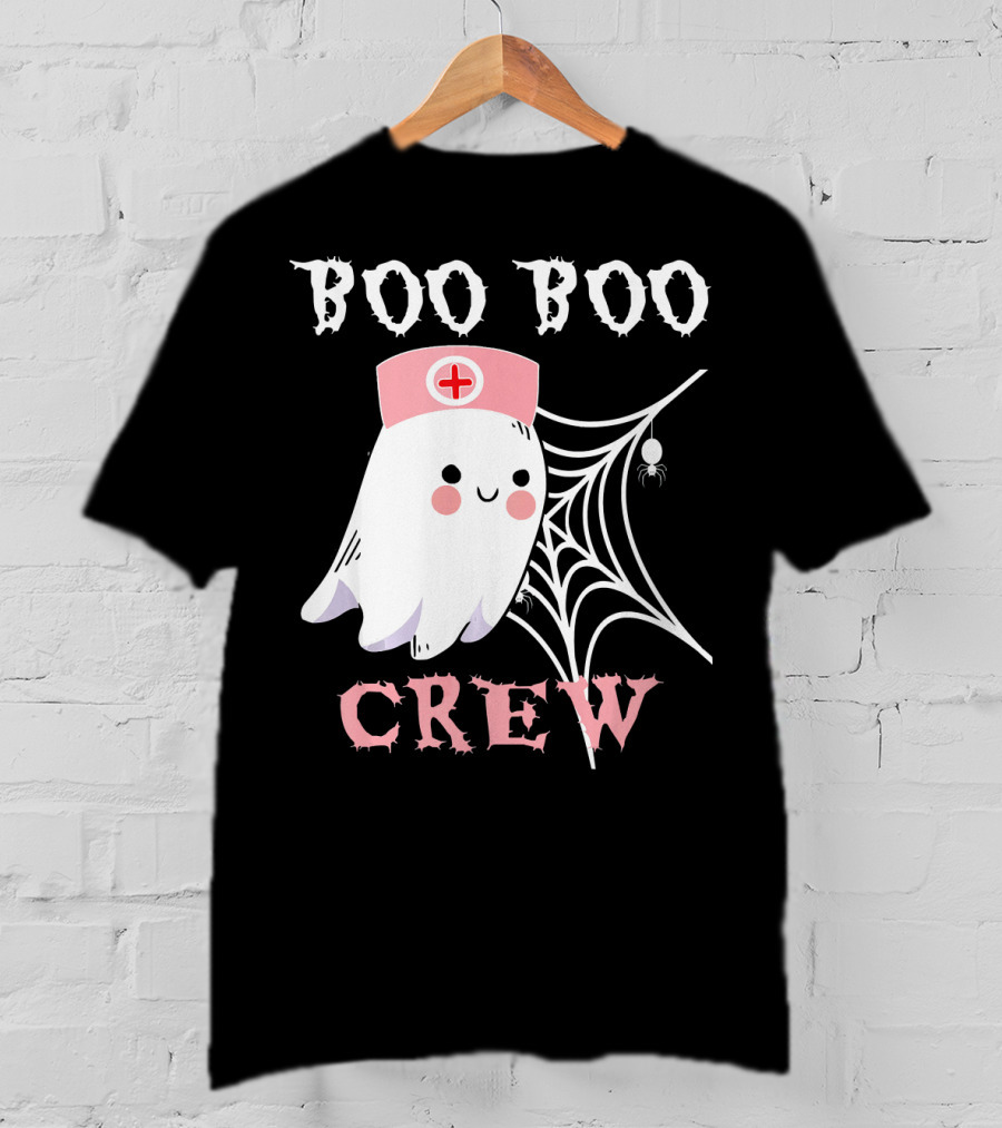 Boo Boo Crew Nurse Ghost With Web And Spider T-Shirt