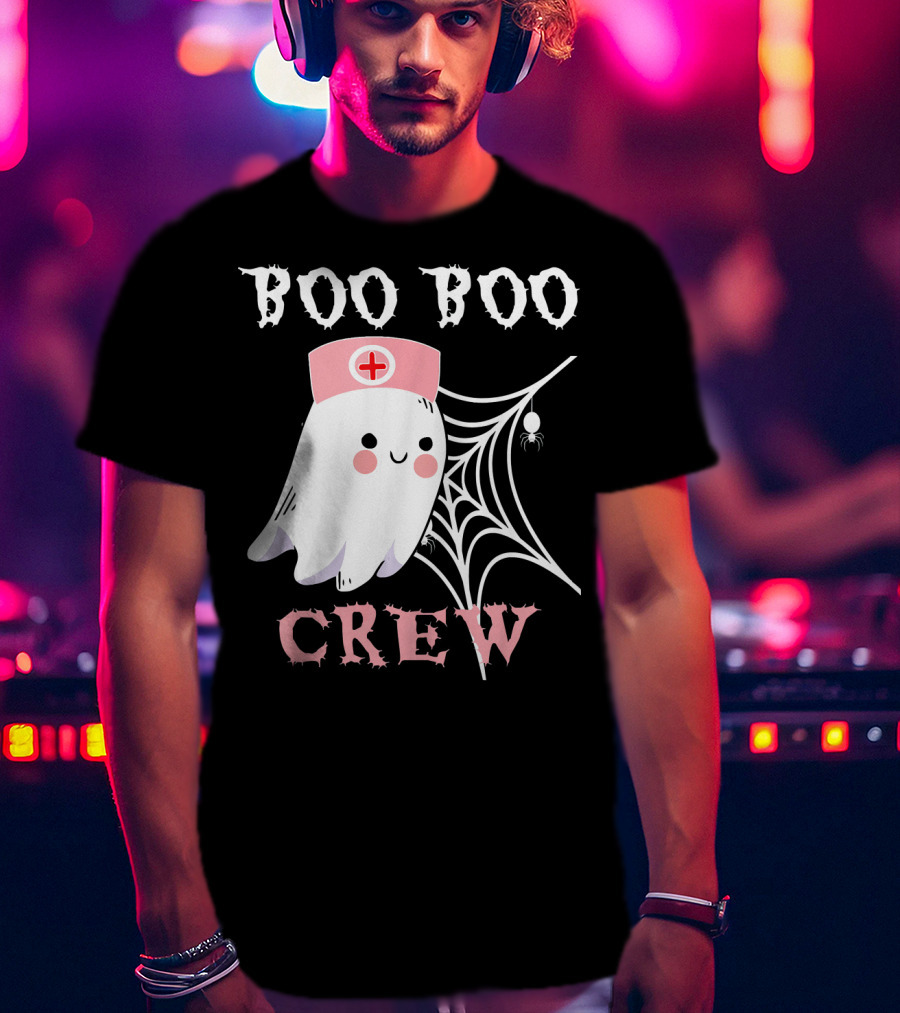 Boo Boo Crew Nurse Ghost With Web And Spider T-Shirt
