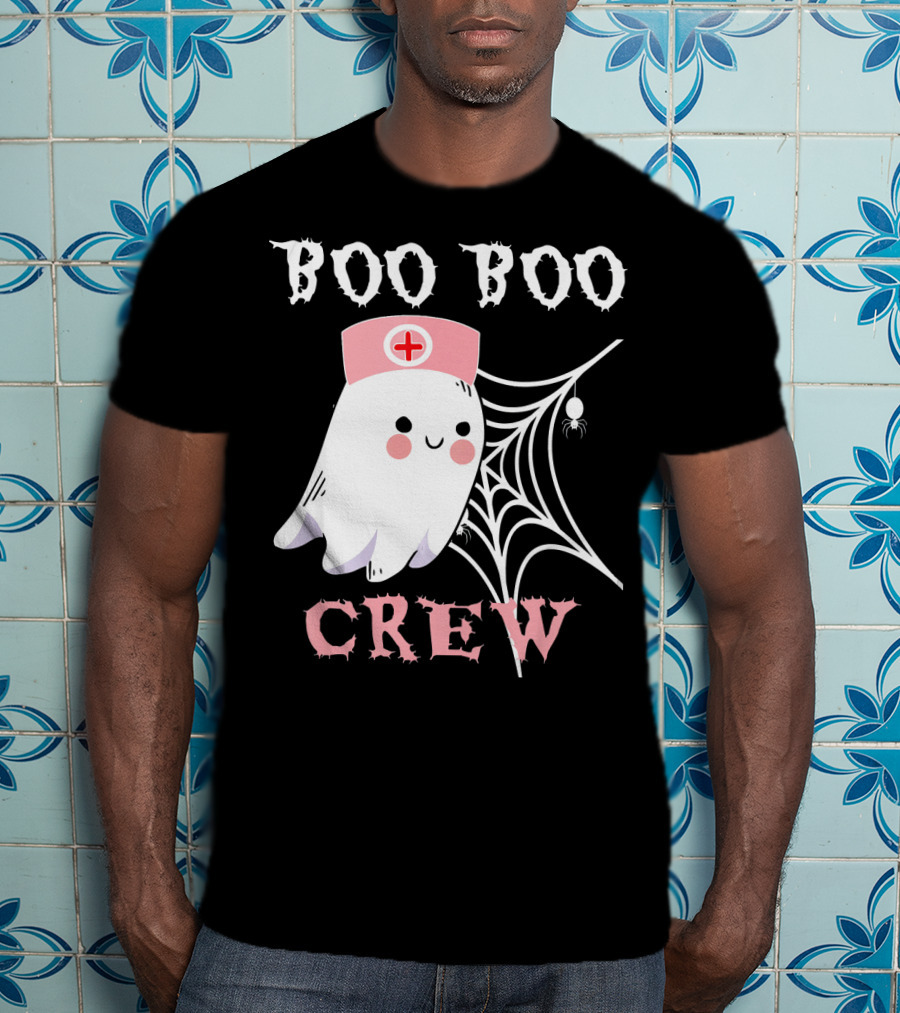 Boo Boo Crew Nurse Ghost With Web And Spider T-Shirt