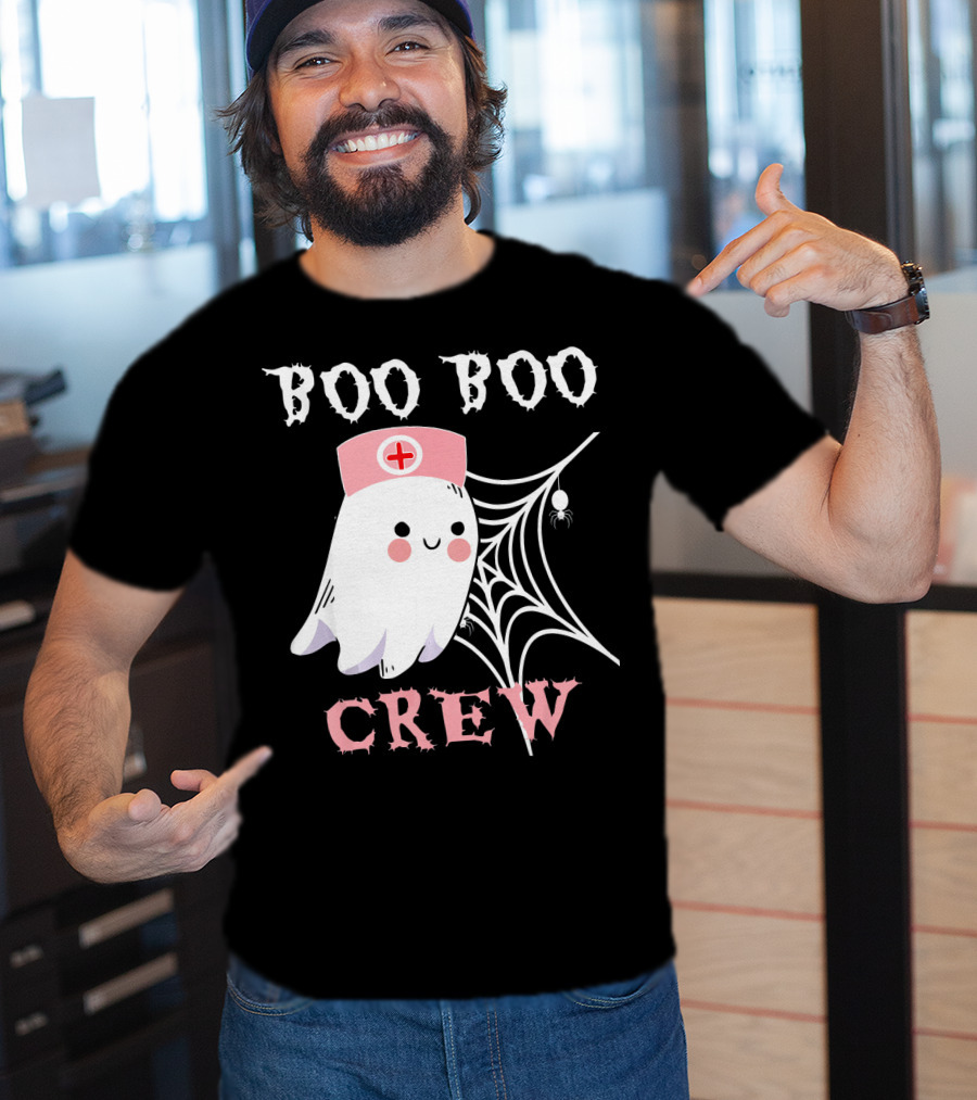 Boo Boo Crew Nurse Ghost With Web And Spider T-Shirt