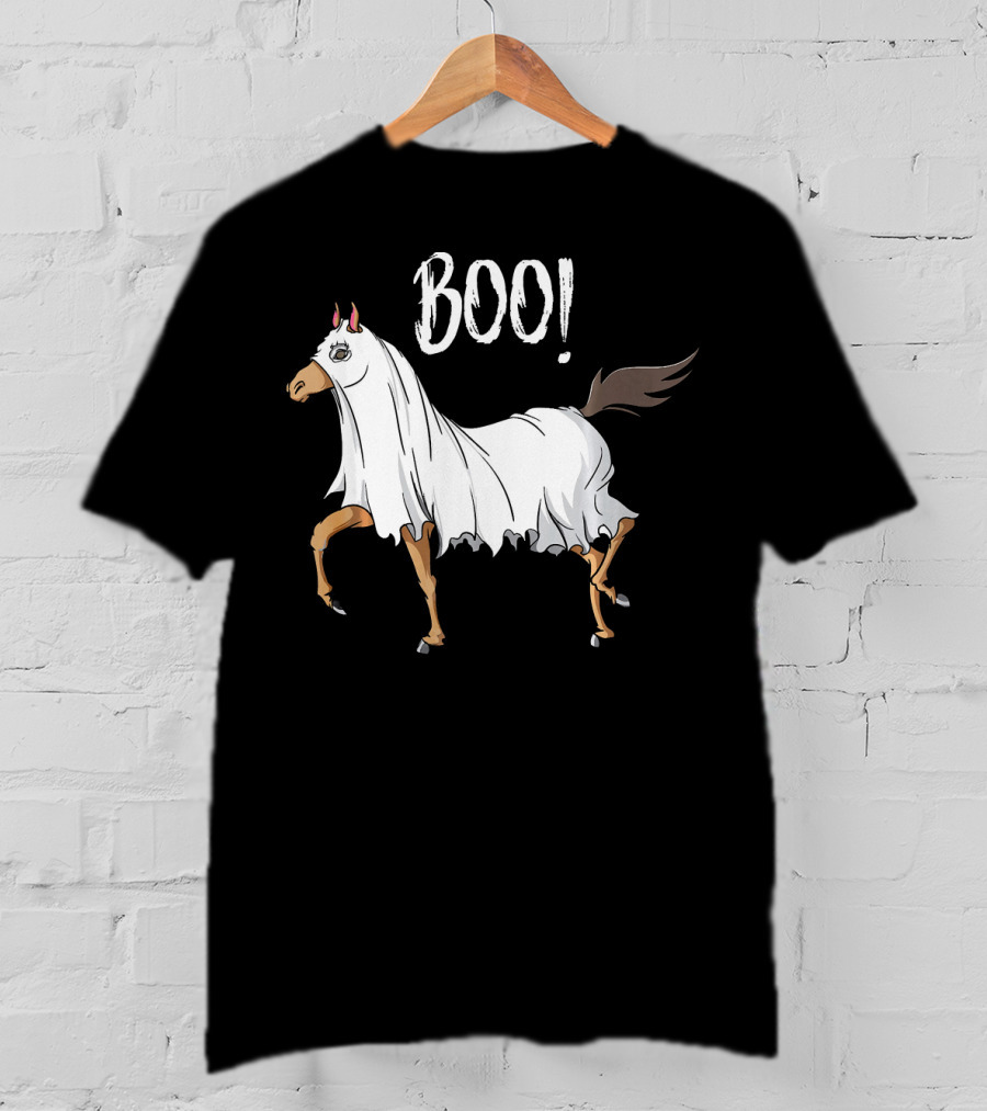 Boo Horse Ghost Costume Funny Equestrian Hor T-Shirt
