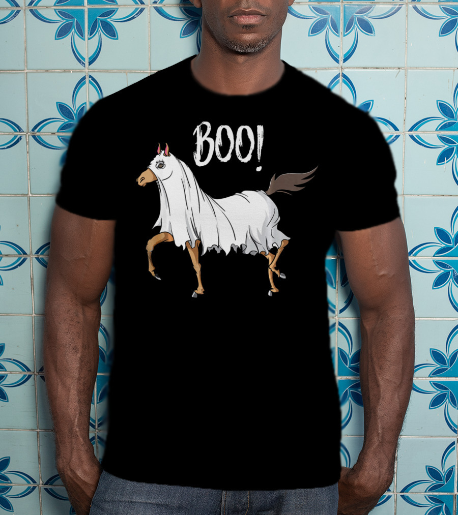 Boo Horse Ghost Costume Funny Equestrian Hor T-Shirt