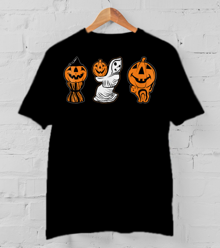 Vintage Halloween Blow Molds Pumpkin Ghost Trio T-Shirt