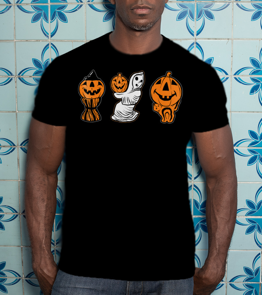 Vintage Halloween Blow Molds Pumpkin Ghost Trio T-Shirt