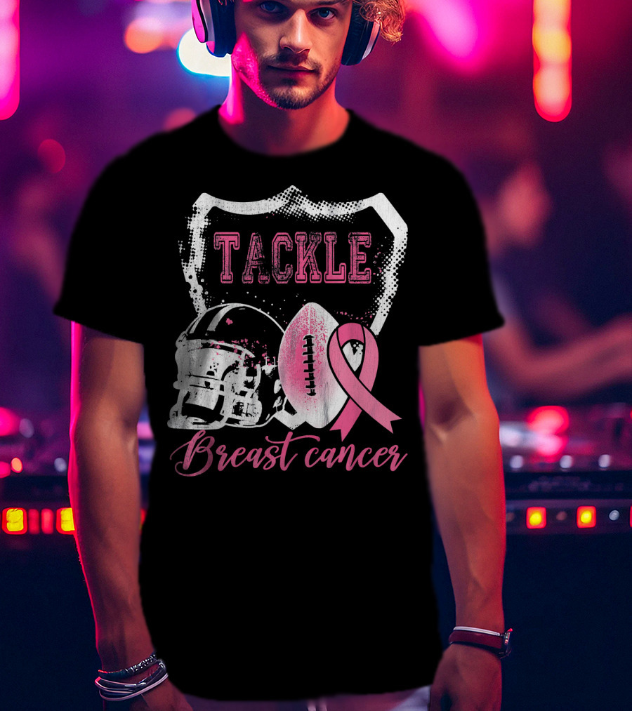 Tackle Breast Cancer Football Survivorship Awareness T-Shirt