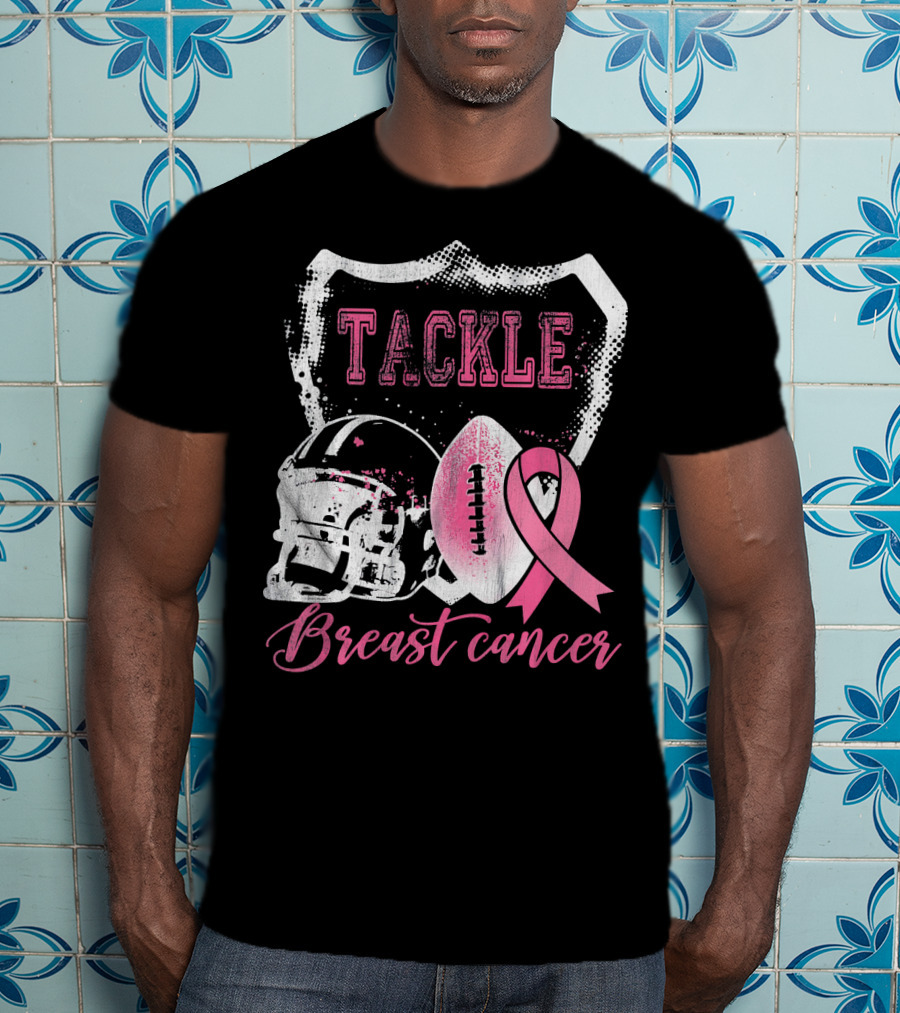 Tackle Breast Cancer Football Survivorship Awareness T-Shirt