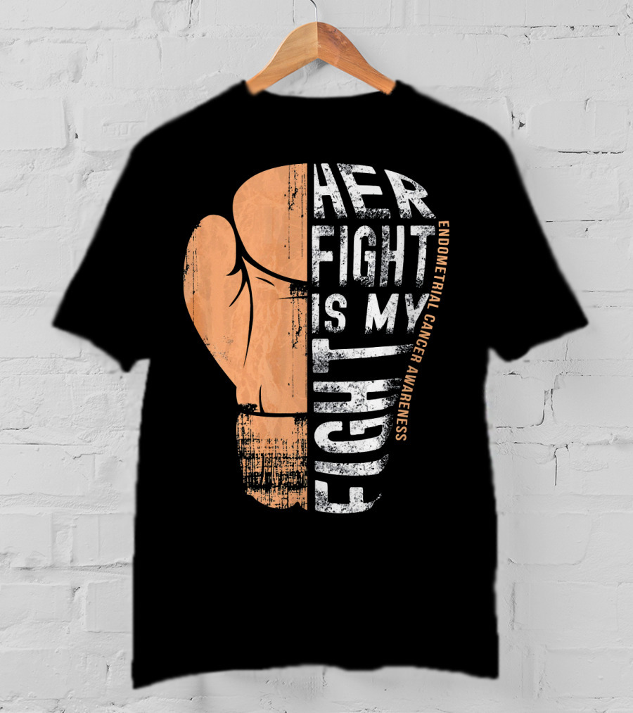 Endometrial Cancer Awareness Her Fight Is My Fight Boxing Glove T-Shirt
