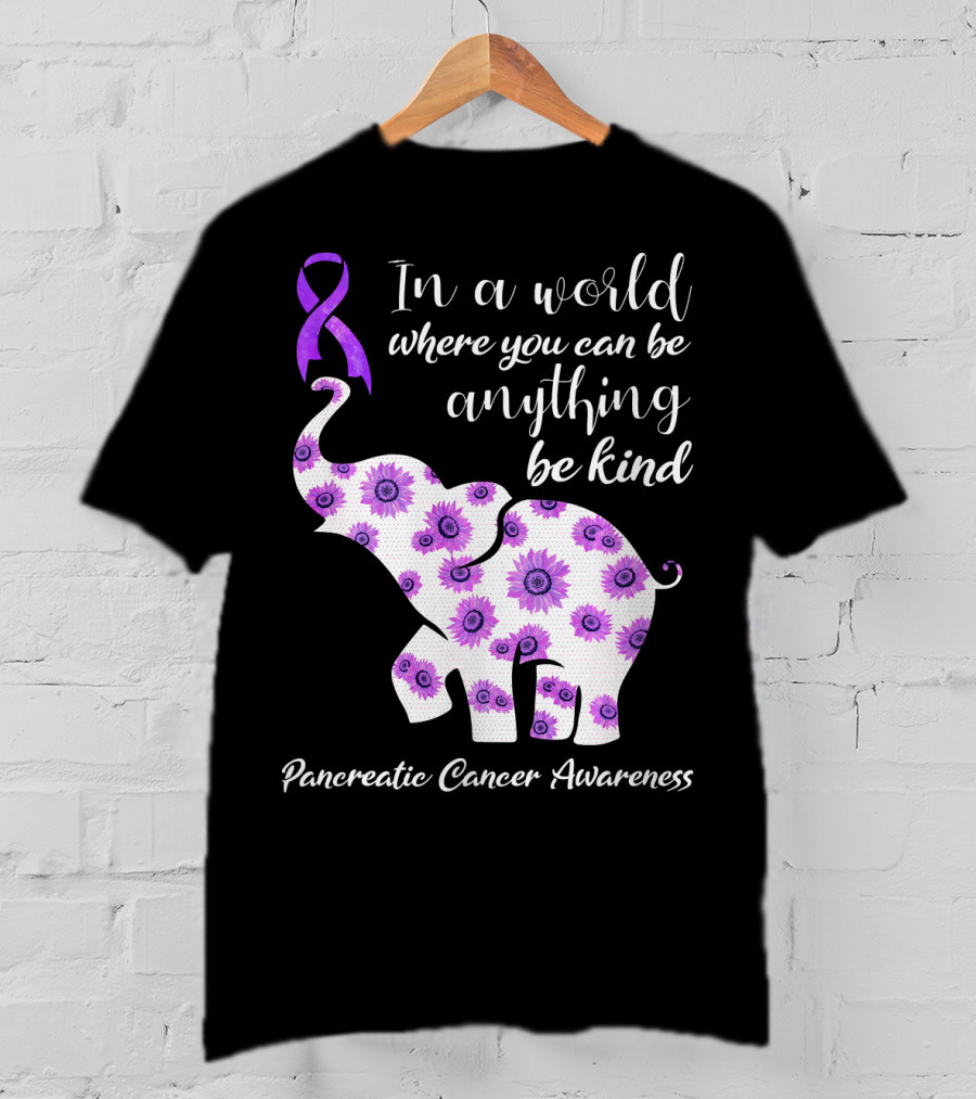 In A World Where You Can Be Anything Be Kind Pancreatic Cancer Awareness T-Shirt