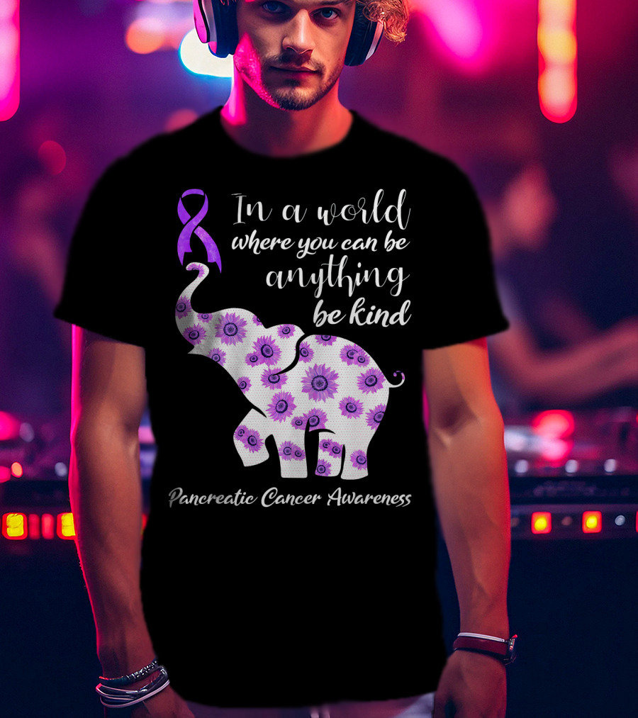 In A World Where You Can Be Anything Be Kind Pancreatic Cancer Awareness T-Shirt