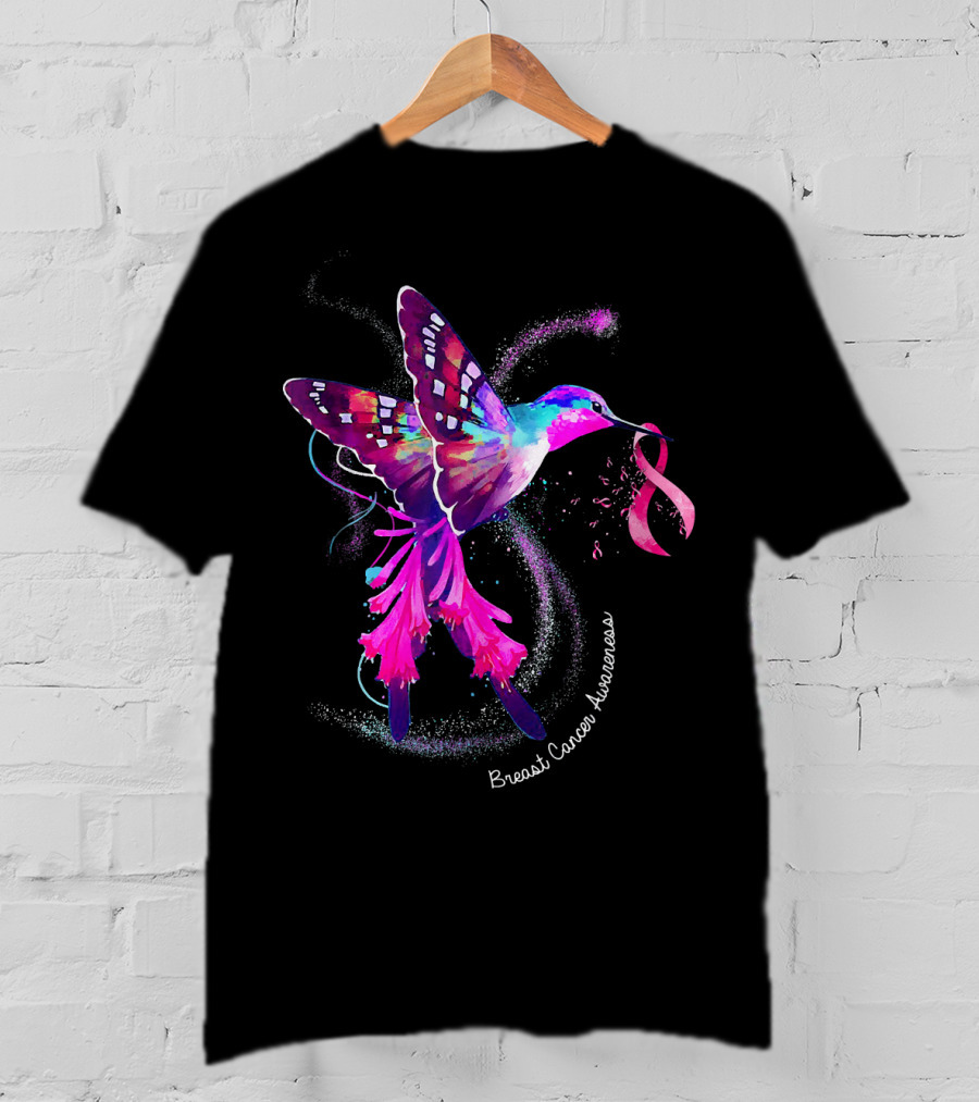 Hummingbird Breast Cancer Awareness Pink T-Shirt