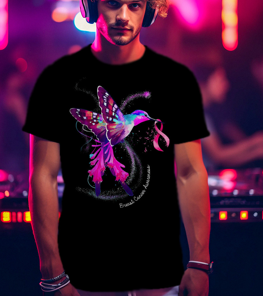 Hummingbird Breast Cancer Awareness Pink T-Shirt
