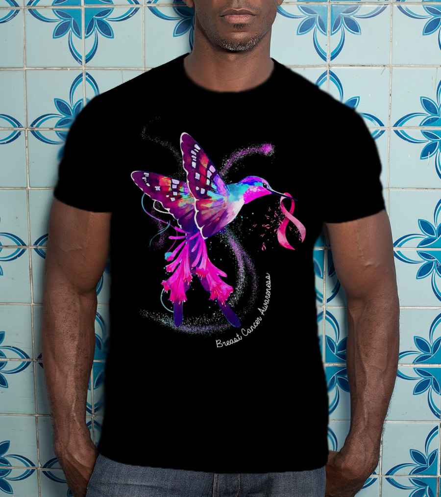 Hummingbird Breast Cancer Awareness Pink T-Shirt