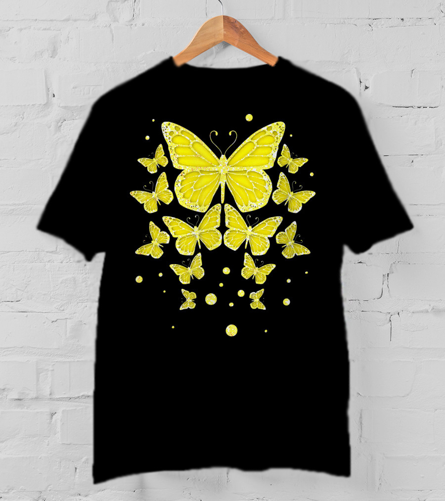 Sarcoma Cancer Awareness Yellow Butterflies T-Shirt