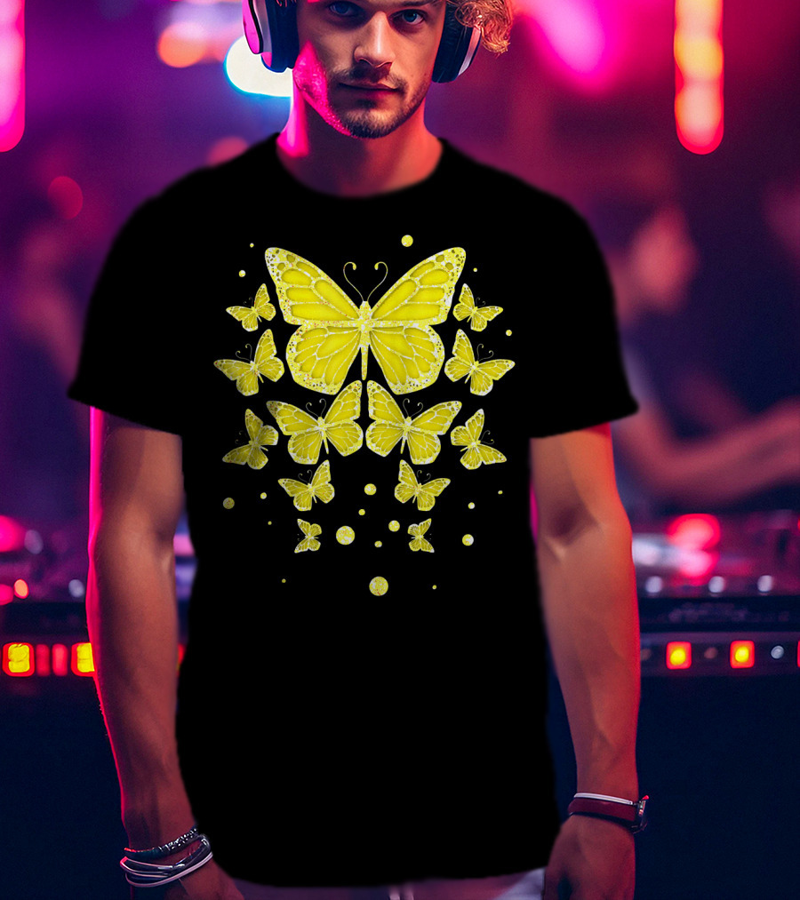 Sarcoma Cancer Awareness Yellow Butterflies T-Shirt