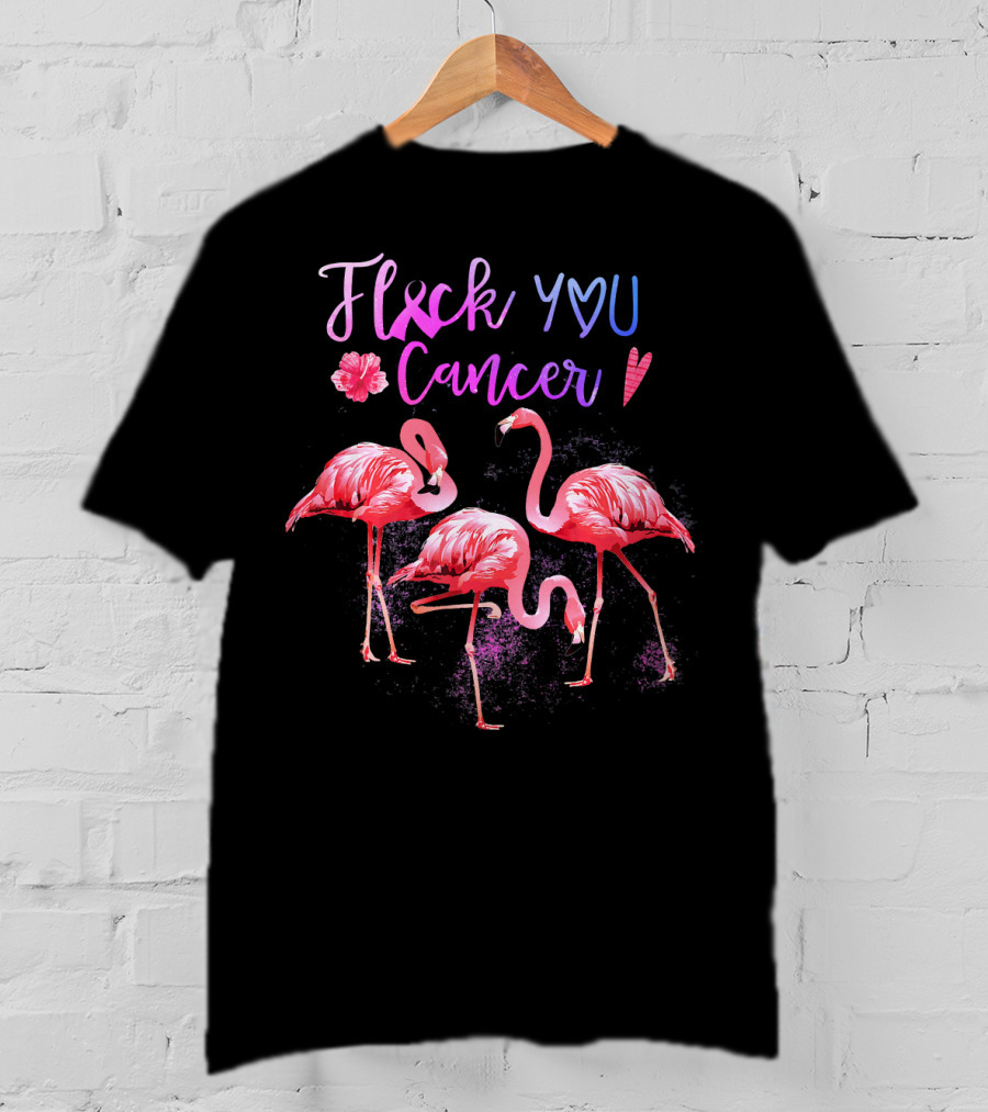Flock You Cancer Cool Flamingo Pink Ribbon Brexx T-Shirt
