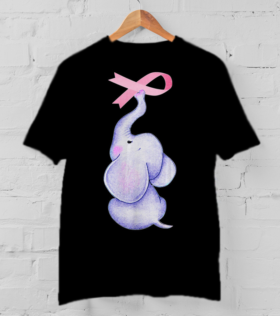 Breast Cancer Awareness Pink Ribbon Elephant T-Shirt
