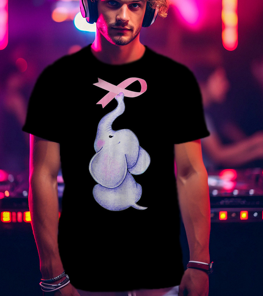 Breast Cancer Awareness Pink Ribbon Elephant T-Shirt