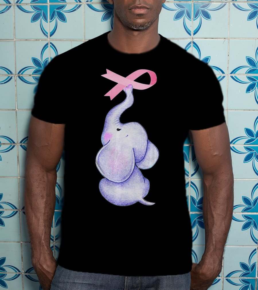 Breast Cancer Awareness Pink Ribbon Elephant T-Shirt