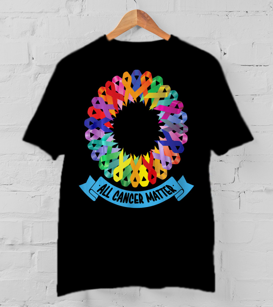 All Cancer Matter Colorful Awareness Ribbon Circle T-Shirt