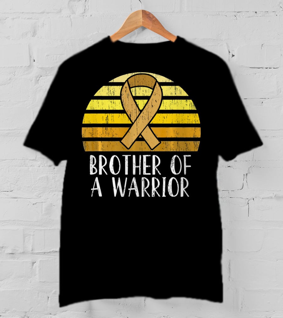 Brother Of A Warrior Childhood Cancer Awareness Ribbon Sunset T-Shirt