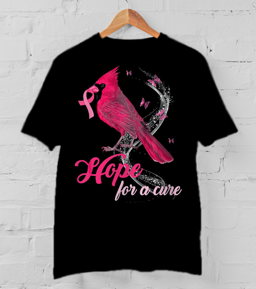Hope For A Cure Breast Cancer Cardinal Bird T-Shirt