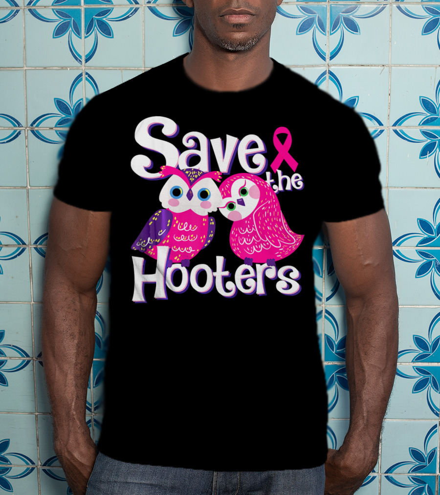 Save The Hooters Breast Cancer Awareness Owls And Pink T-Shirt