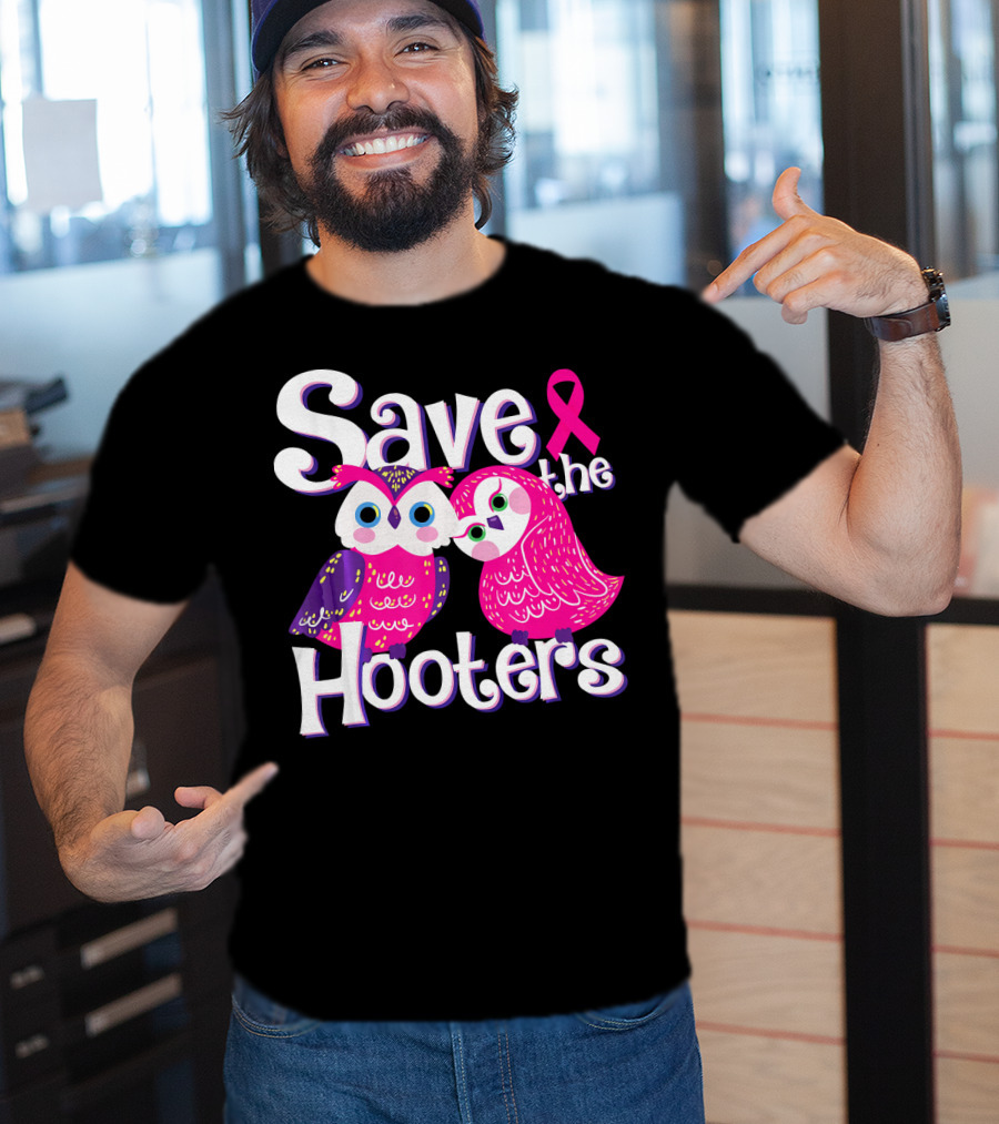 Save The Hooters Breast Cancer Awareness Owls And Pink T-Shirt
