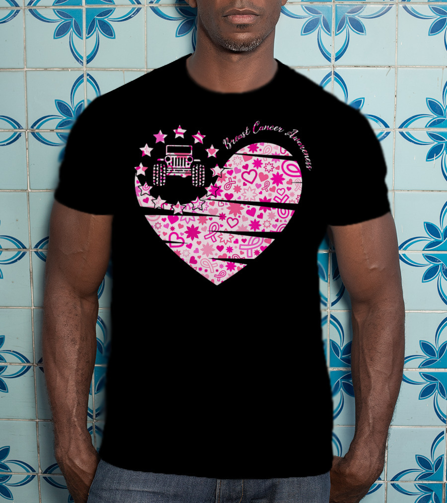 Breast Cancer Awareness Jeep Heart T-Shirt
