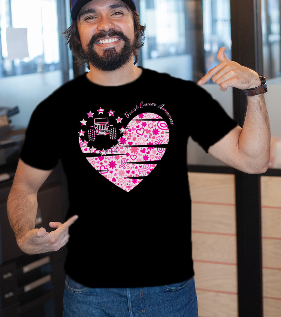 Breast Cancer Awareness Jeep Heart T-Shirt