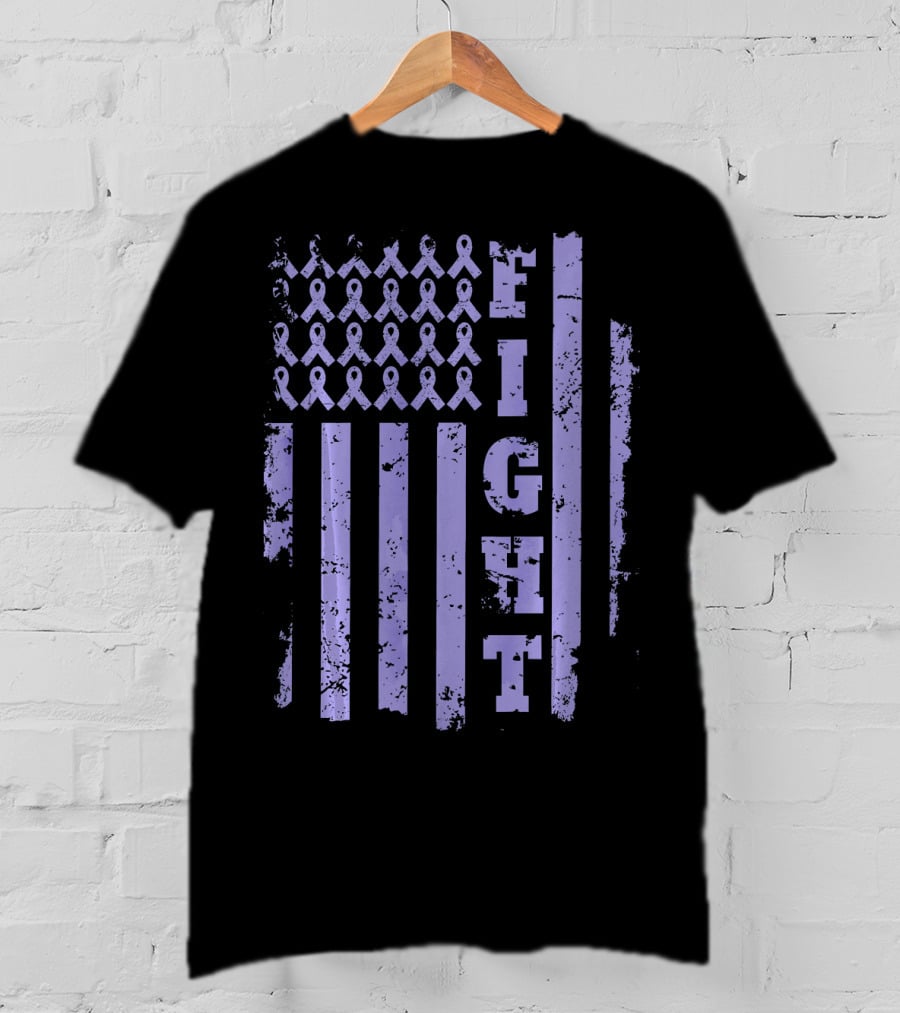 Esophageal Cancer Awareness Periwinkle Ribbon Fight Flag T-Shirt