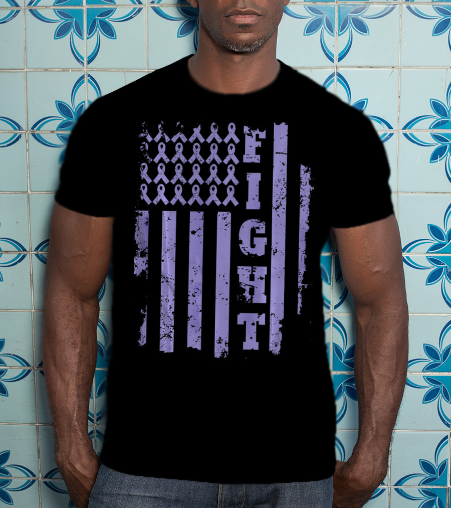 Esophageal Cancer Awareness Periwinkle Ribbon Fight Flag T-Shirt