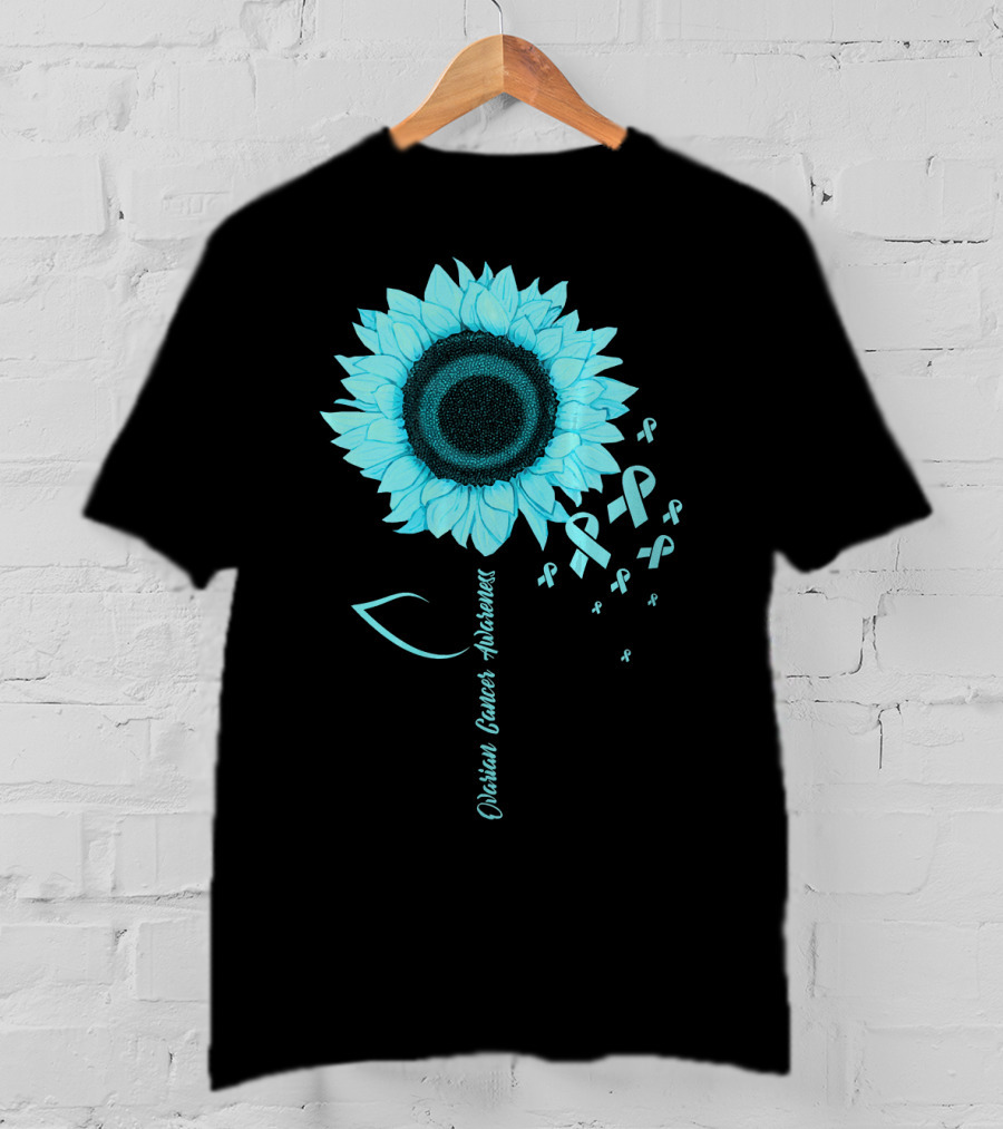 Ovarian Cancer Awareness Sunflower Ribbon T-Shirt