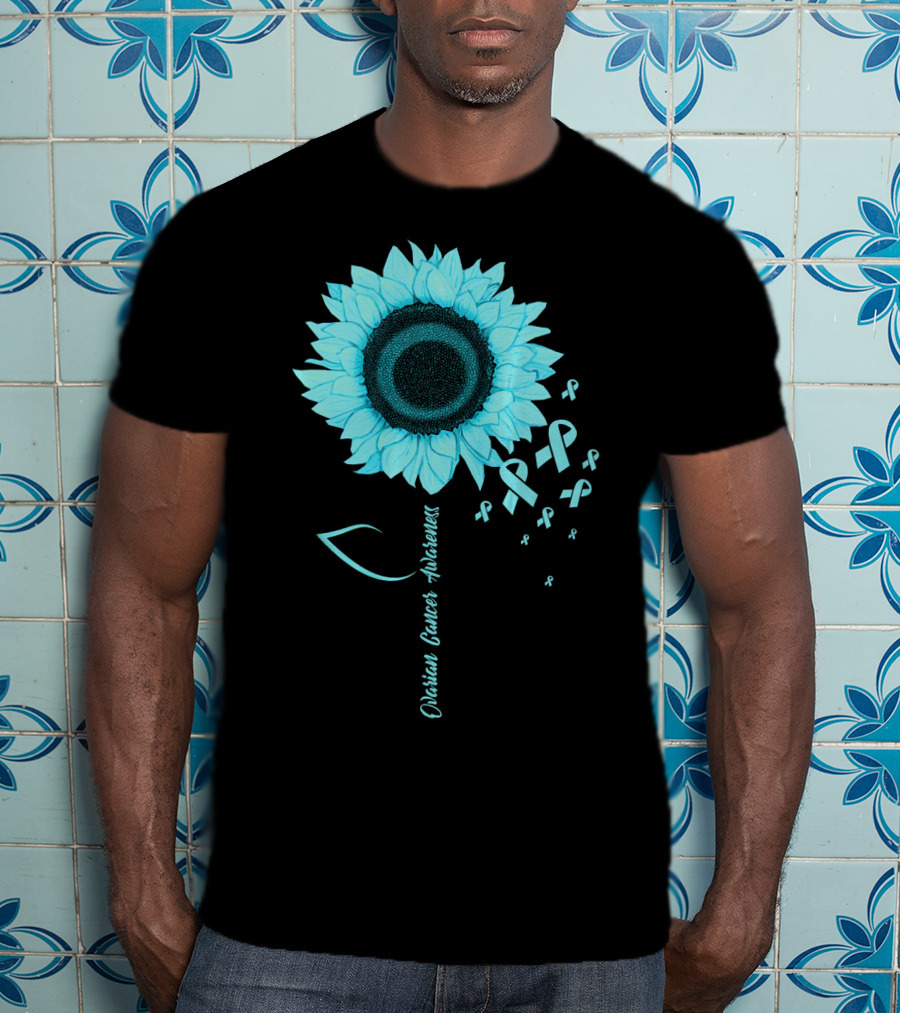 Ovarian Cancer Awareness Sunflower Ribbon T-Shirt
