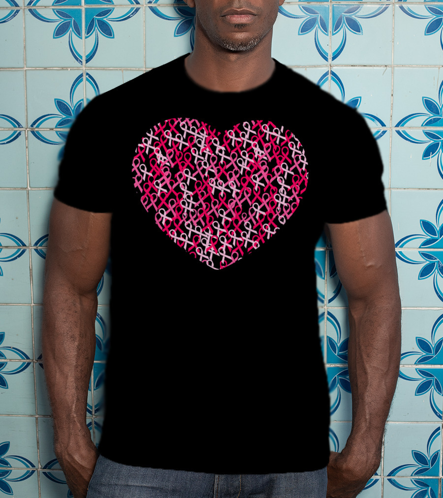 Pink Ribbon Heart Breast Cancer Awareness T-Shirt