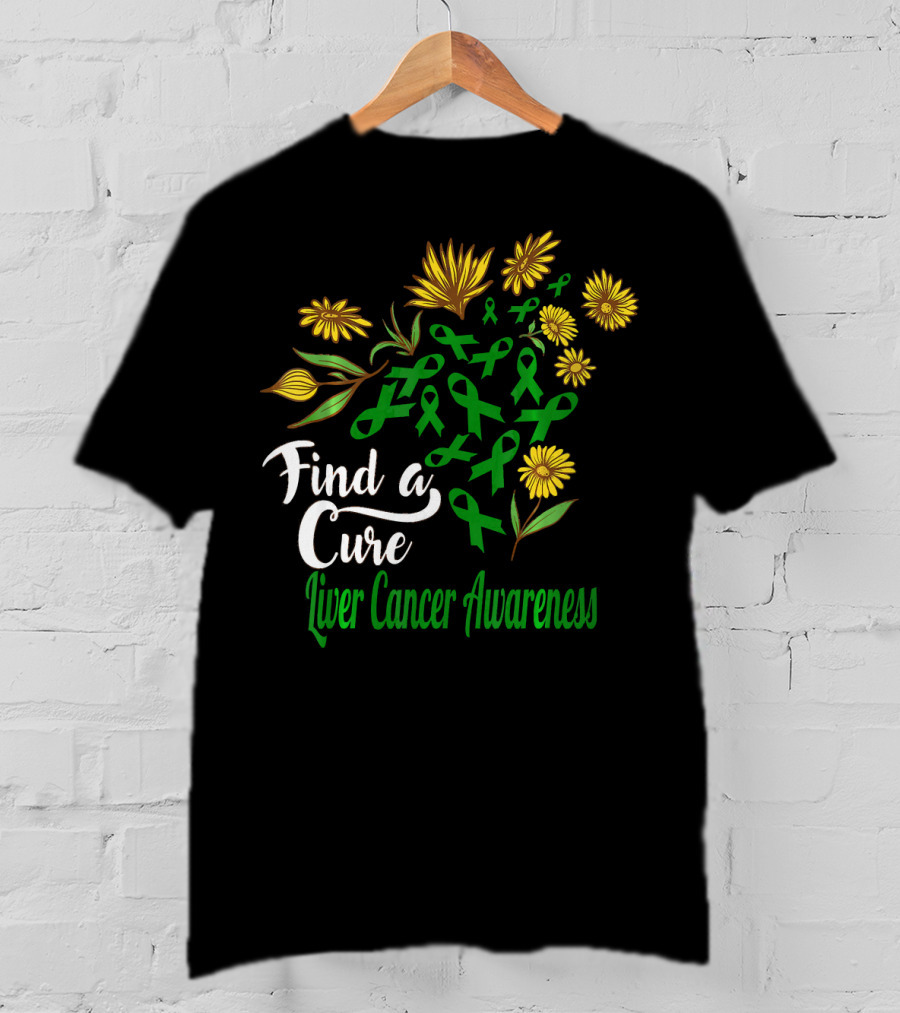 Find A Cure Liver Cancer Awareness Sunflower Ribbons T-Shirt