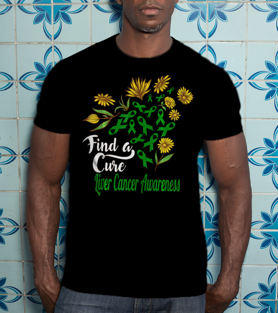 Find A Cure Liver Cancer Awareness Sunflower Ribbons T-Shirt